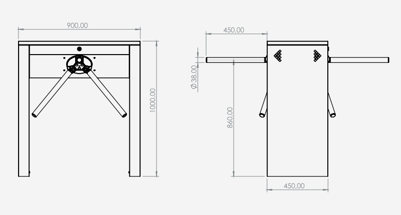 Tripod Turnstile Double with Angle Cover - SCT100-D